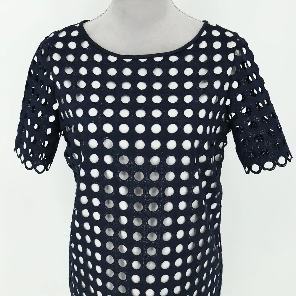 Catherine Malandrino Dress Womens 4 Navy Blue White Lining Shift Office Career - Picture 12 of 12